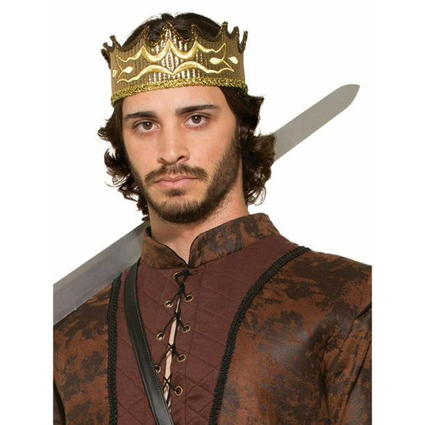 Adults King Crown Mens Ladies Medieval Fabric Fancy Dress Accessory Royalty